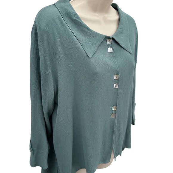 Niche Nilgun Derman Womens Sage 3/4 Sleeve 100% Rayon USA Made Button-Up Top M - Picture 2 of 8